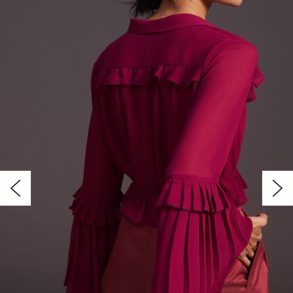 Anthropologie Sheer V-Neck Blouse - Picture 8 of 12